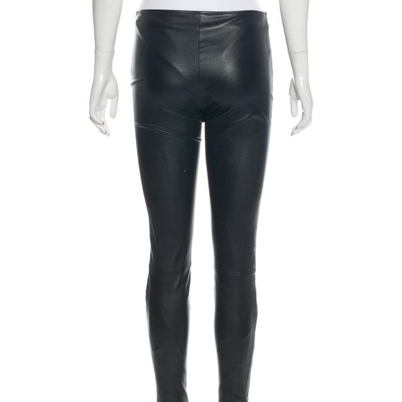 The Row Real Black Leather Pants MINT Shape + BONUS NEW ZARA Red Leather Pants - Picture 2 of 9